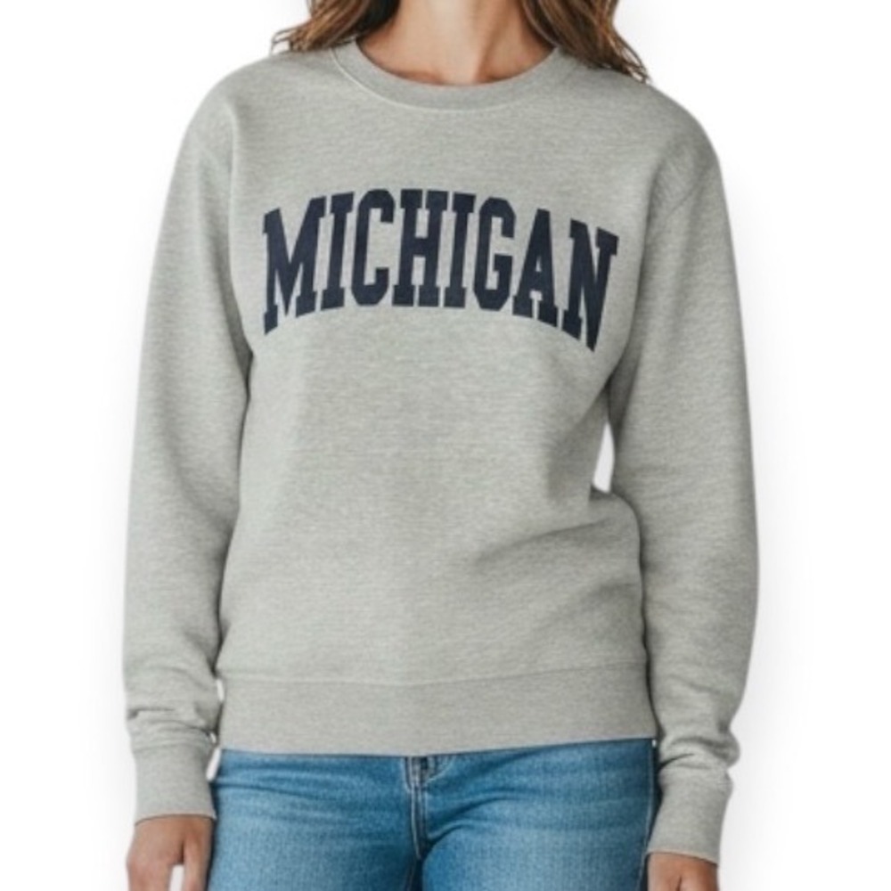 New York Popular Michigan Sweatshirt Gray Excellent L Womens College Preppy